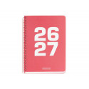 AGENDA ESPIRAL ESCOLAR MIQUELRIUS PLUS BASIC TAPA CARTON DIN A5 DIA PAGINA 26-27 CORAL