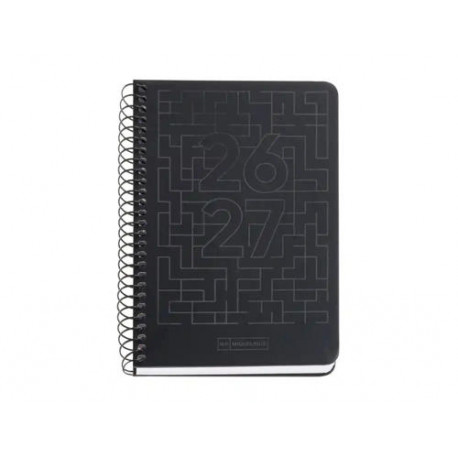 AGENDA ESPIRAL ESCOLAR MIQUELRIUS ACTIVA TAPA CARTON FORRADO OCTAVO SEMANA VISTA 26-27 NEGRO