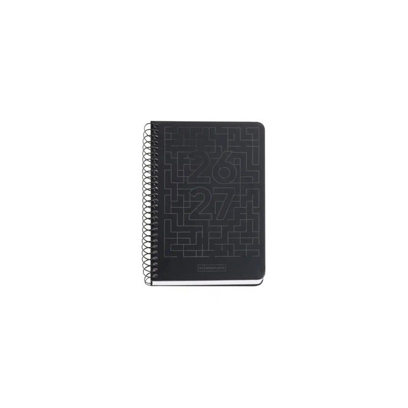 AGENDA ESPIRAL ESCOLAR MIQUELRIUS ACTIVA TAPA CARTON FORRADO OCTAVO DIA PAGINA 26-27 NEGRO