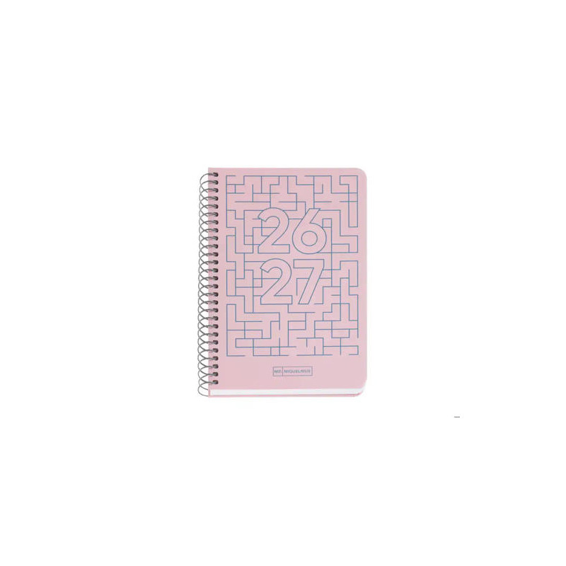AGENDA ESPIRAL ESCOLAR MIQUELRIUS ACTIVA TAPA CARTON FORRADO OCTAVO DIA PAGINA 26-27 ROSA