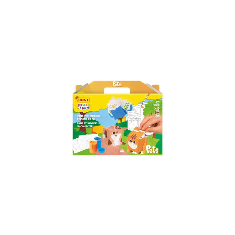 TEMPERA JOVI PLAY&FUN PETS PINTA POR NUMEROS MASCOTAS 3D