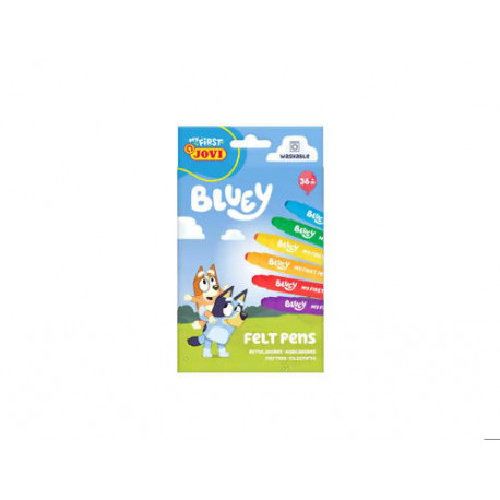 ROTULADORES JOVI BLUEY MY FIRST FELT PENS CAJA DE 6 UNIDADES COLORES SURTIDOS