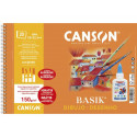 BLOC DIBUJO ESPIRAL CANSON 23X32,5 CM MICROPERFORADO LISO 20 HOJAS 150 G + COLA BLANCA GIOTTO VINILI