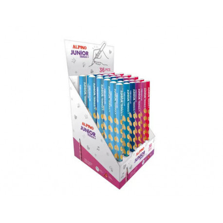 LAPICES DE GRAFITO ALPINO JUNIOR TRIMAX+ EXPOSITOR DE 36 UNIDADES