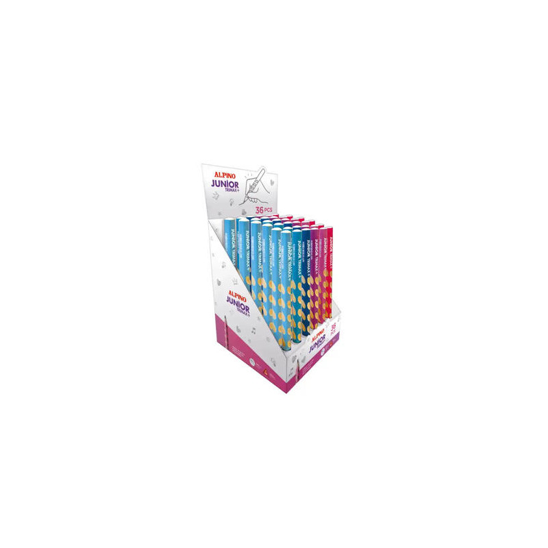 LAPICES DE GRAFITO ALPINO JUNIOR TRIMAX+ EXPOSITOR DE 36 UNIDADES
