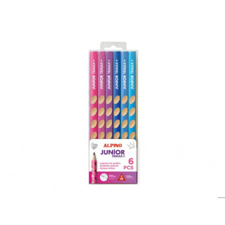 LAPICES DE GRAFITO ALPINO JUNIOR TRIMAX+ BLISTER DE 6 UNIDADES