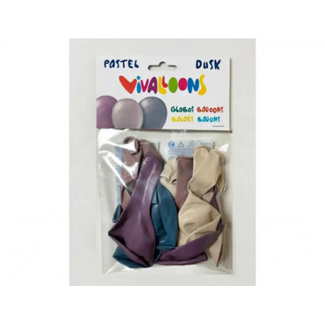 GLOBO 100% LATEX BIODEGRADABLE VIVALLOONS PASTEL DUSK COLORES SURTIDOS BOLSA DE 12 UNIDADES COLORES
