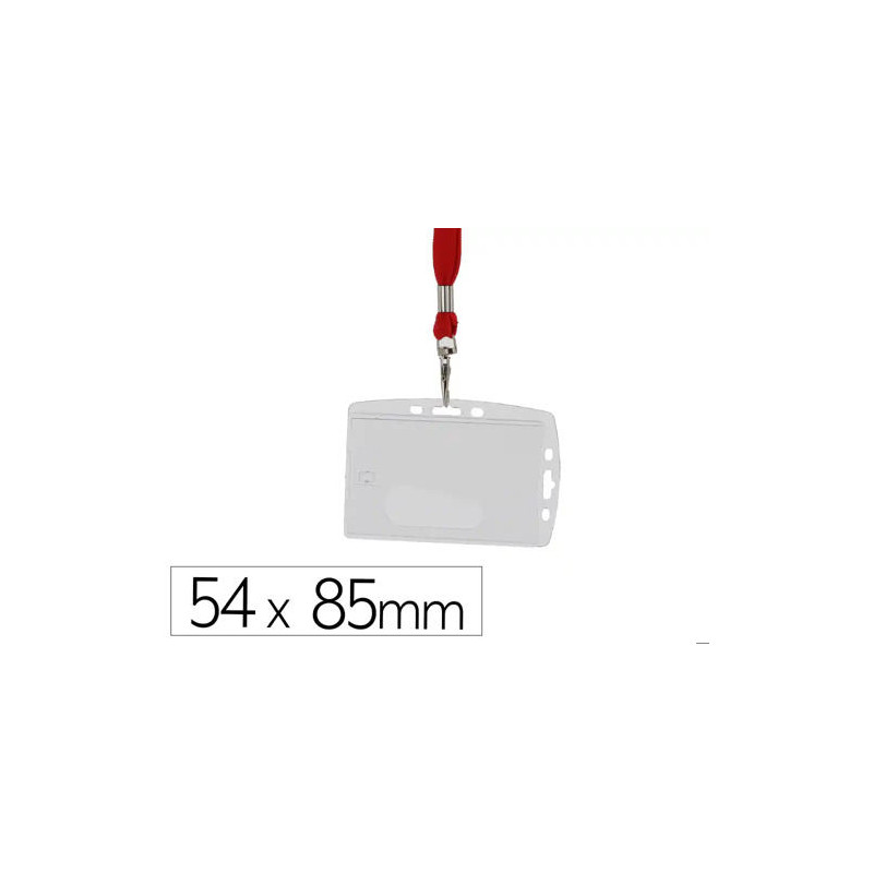 IDENTIFICADOR Q-CONNECT CON CORDON PLANO ROJO USO VERTICAL/HORIZONTAL 54X85 MM