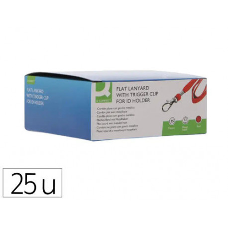 CORDON PLANO Q-CONNECT CON GANCHO METALICO PARA IDENTIFICADORES COLOR ROJO