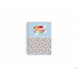 CUADERNO ESPIRAL DOHE A5 TAPA FORRADA 100 HOJAS 90 G CUADRO 5 MM CAPI FLOWER