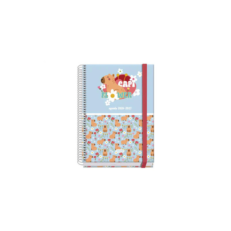 AGENDA ESPIRAL ESCOLAR DOHE A5 TAPA CARTON FORRADO 26-27 SEMANA VISTA CAPI FLOWER