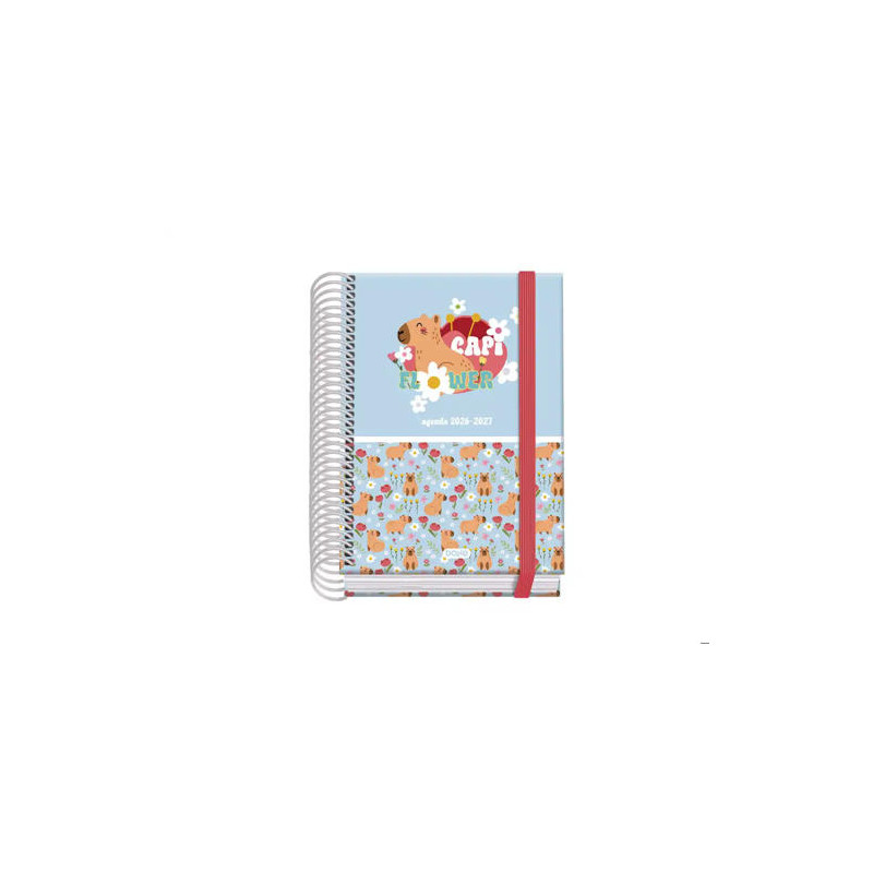 AGENDA ESPIRAL ESCOLAR DOHE A6 TAPA CARTON FORRADO 26-27 DIA PAGINA CAPI FLOWER
