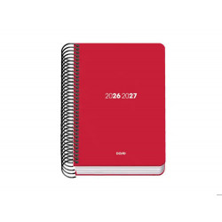 AGENDA ESPIRAL ESCOLAR DOHE BASIC A6 TAPA POLIPROPILENO 26-27 DIA PAGINA ELEMENT ROJO