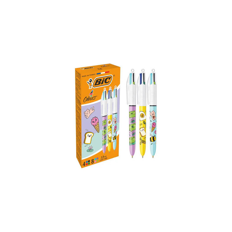 BOLIGRAFO BIC CUATRO COLORES KAWAII PUNTA 1 MM