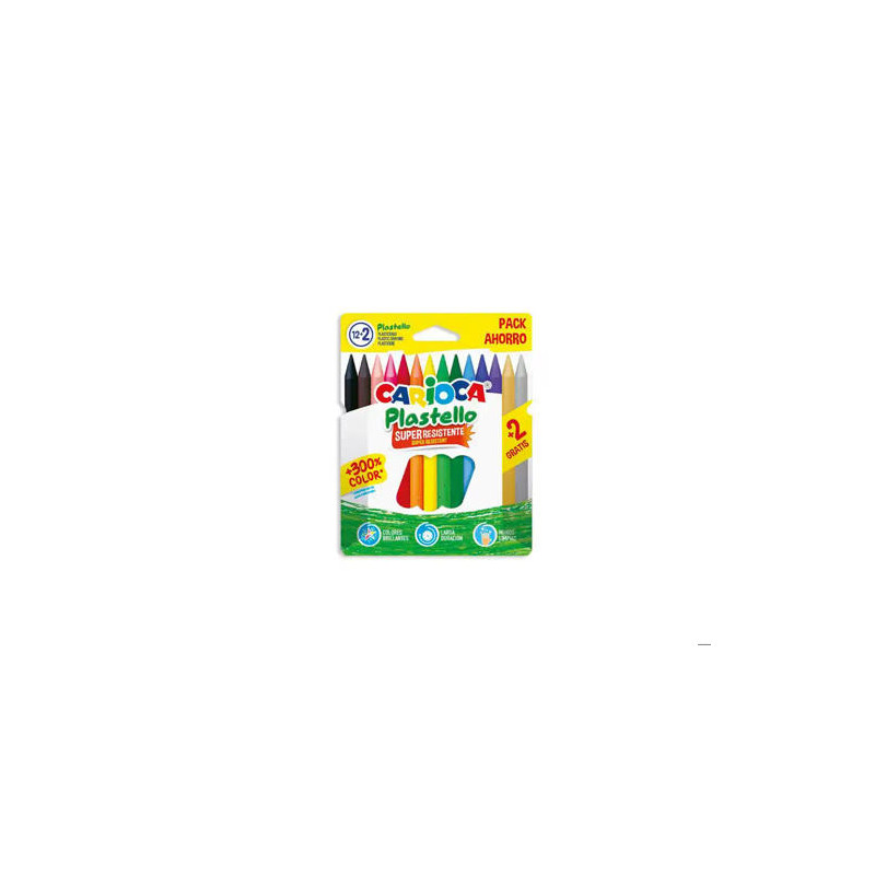 LAPICES CERA CARIOCA PLASTELLO CAJA DE 12 + 2 UNIDADES COLORES SURTIDOS