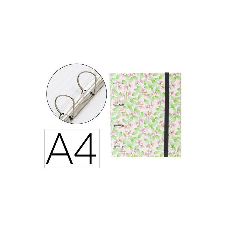 CARPETA 4 ANILLAS 40 MM MIXTAS MARIOLA DIN A4 SIN RECAMBIO FLORAL