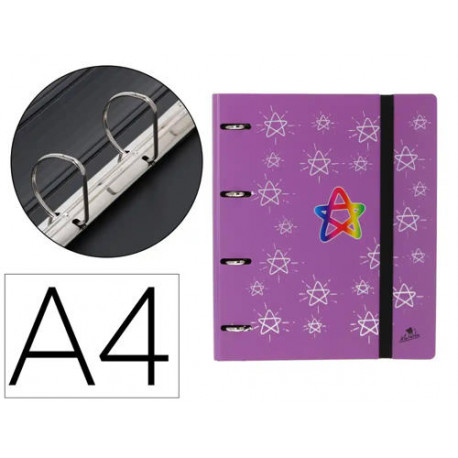 CARPETA 4 ANILLAS 40 MM MIXTAS MARIOLA POLYFOAM DIN A4 SIN RECAMBIO ESTRELLAS