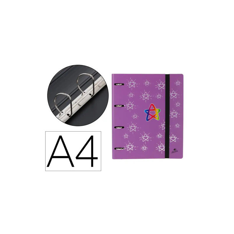 CARPETA 4 ANILLAS 40 MM MIXTAS MARIOLA POLYFOAM DIN A4 SIN RECAMBIO ESTRELLAS