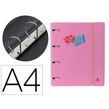 CARPETA 4 ANILLAS 40 MM MIXTAS MARIOLA POLYFOAM DIN A4 SIN RECAMBIO ESTRELLAS PASTEL FRASES