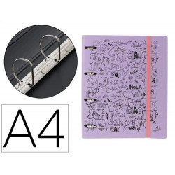 CARPETA 4 ANILLAS 40 MM MIXTAS MARIOLA POLYFOAM DIN A4 SIN RECAMBIO PASTEL HOLA