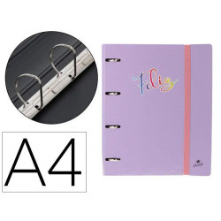 CARPETA 4 ANILLAS 40 MM MIXTAS MARIOLA POLYFOAM DIN A4 SIN RECAMBIO PASTEL PALABRAS
