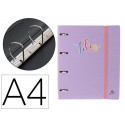 CARPETA 4 ANILLAS 40 MM MIXTAS MARIOLA POLYFOAM DIN A4 SIN RECAMBIO PASTEL PALABRAS
