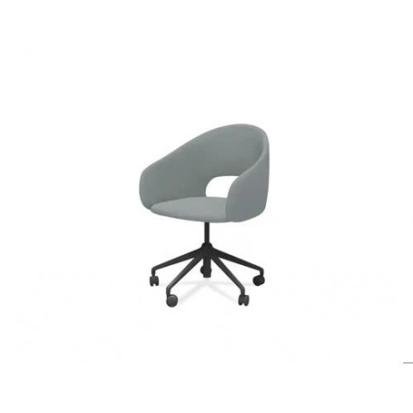 BUTACA ROCADA VON-A CON RUEDAS BASE COLOR NEGRO TAPIZADO GRIS 58X64X81 CM