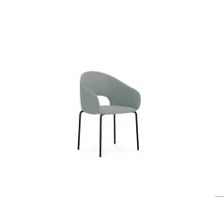 BUTACA ROCADA VON-C CON BASE METALICA DE 4 PATAS BASE COLOR NEGRO TAPIZADO GRIS 60X58X79 CM