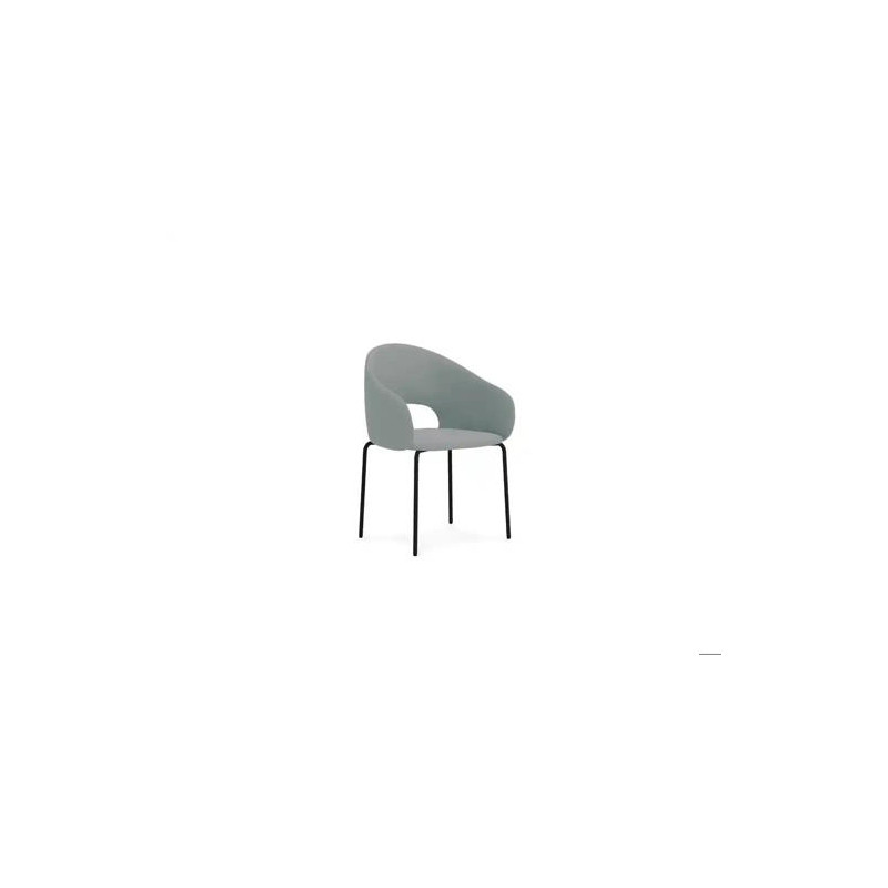 BUTACA ROCADA VON-C CON BASE METALICA DE 4 PATAS BASE COLOR NEGRO TAPIZADO GRIS 60X58X79 CM