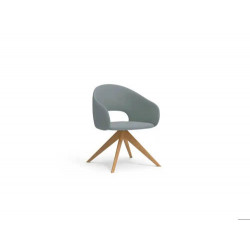 BUTACA ROCADA AVON-D CON BASE DE MADERA DE 4 PATAS BASE COLOR MADERA OSCURO TAPIZADO GRIS 60X56X81 C