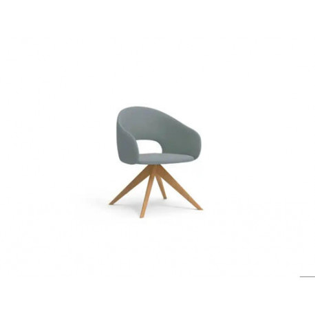 BUTACA ROCADA AVON-D CON BASE DE MADERA DE 4 PATAS BASE COLOR MADERA OSCURO TAPIZADO GRIS 60X56X81 C