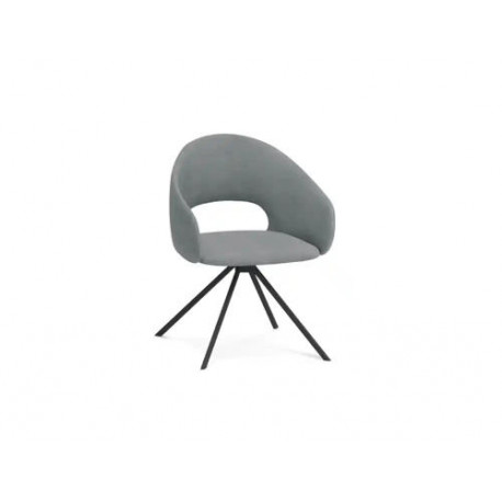 BUTACA ROCADA AVON-F CON BASE METALICA PIRAMIDAL DE 4 PATAS COLOR NEGRO TAPIZADO GRIS 60X56X79 CM