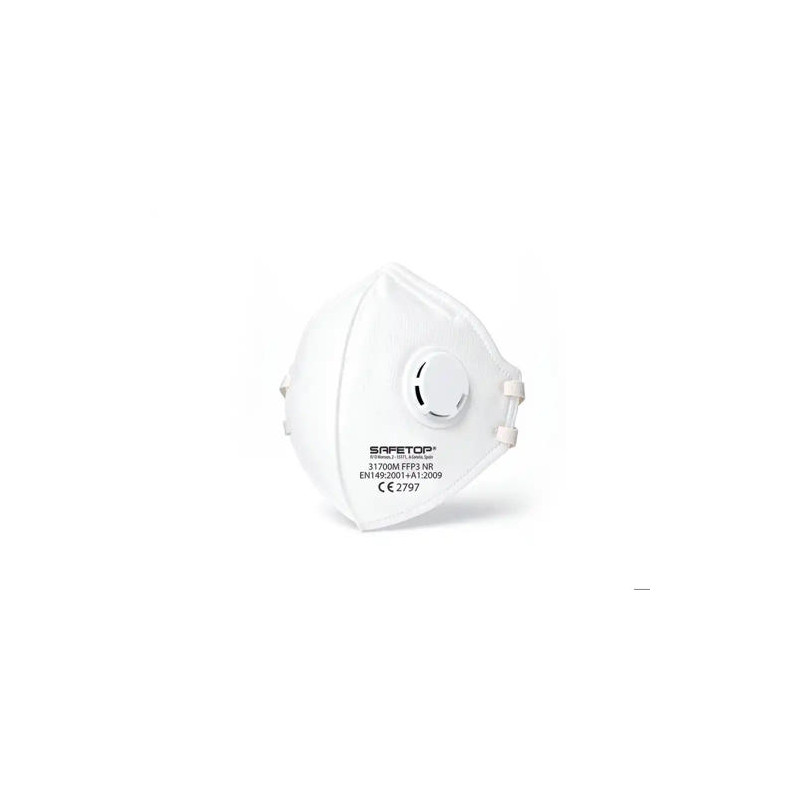 MASCARILLA FACIAL SAFETOP FFP3 NR PLEGABLE VERTICAL CON VALVULA