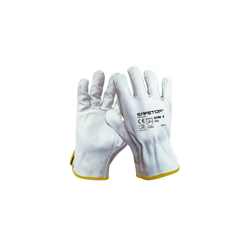 GUANTES DE PIEL SAFETOP ABA STANDARD EN388 100 C COLOR BLANCO TALLA 8