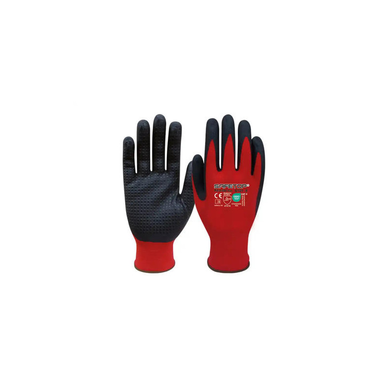 GUANTES DE NITRILO SAFETOP FIT-O-LITE DOTS PUNTOS EN LA PALMA TALLA 10