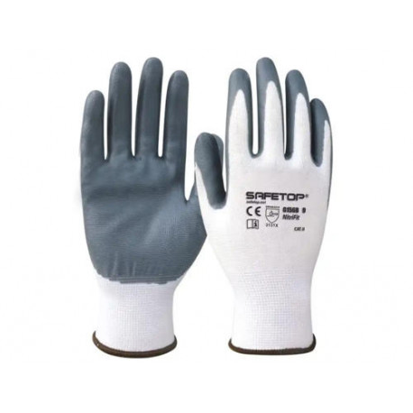 GUANTES DE NITRILO SAFETOP NITRI-FIT SINTETICO SOLIDO GRIS SIN COSTURA TALLA 10