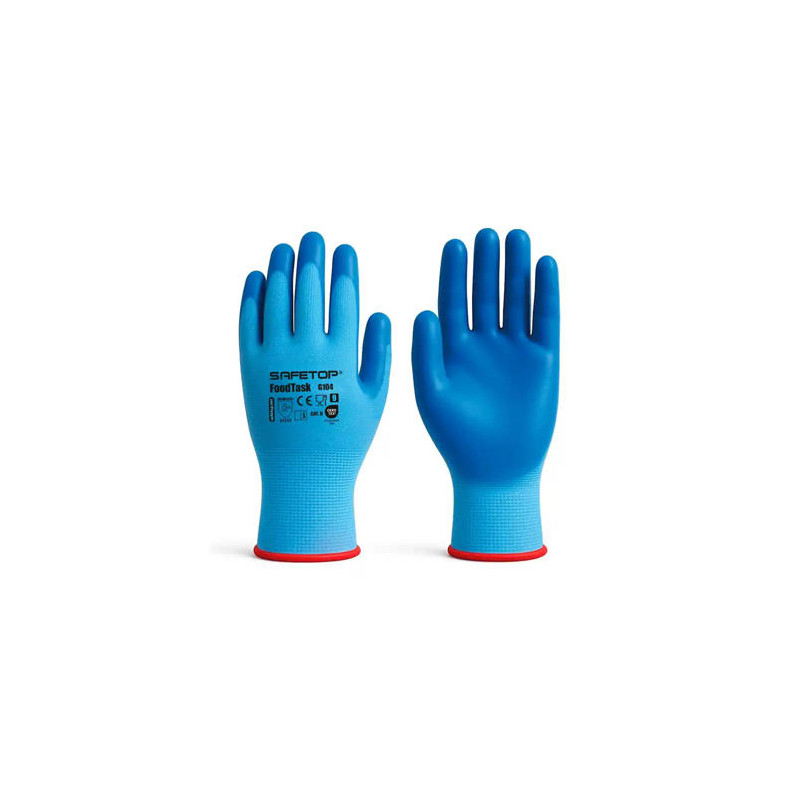 GUANTES DE NITRILO SAFETOP FOODTASK ALIMENTARIO AZUL SOLIDO TALLA 10