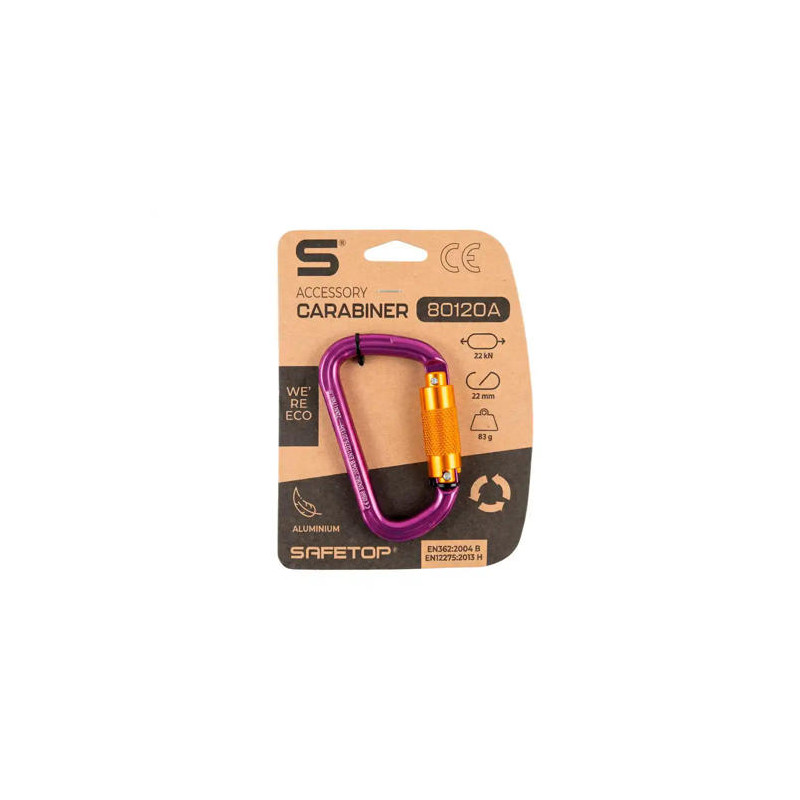 MOSQUETON SAFETOP 1/4 DE VUELTA ALUMINIO EXTRALIGERO APERTURA 22 MM