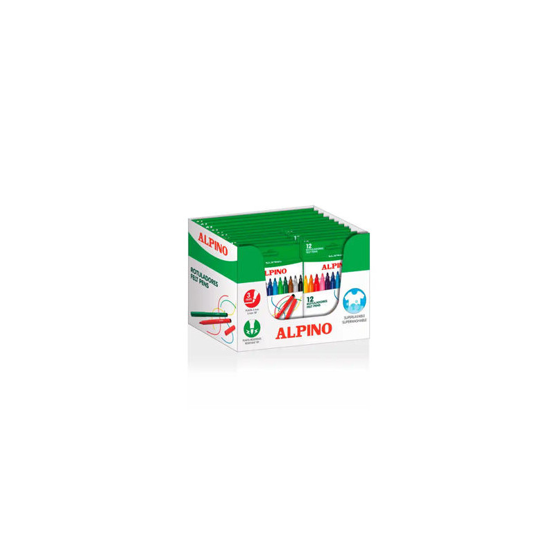 ROTULADOR ALPINO STANDARD LOTE 12 CAJAS 12 COLORES SURTIDOS + 6 CAJAS 24 COLORES SURTIDOS (3 GRATIS)