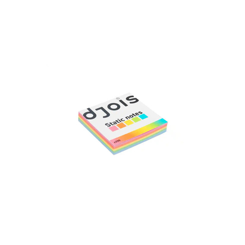 BLOC DE NOTAS ELECTROSTATICAS QUITA Y PON DJOIS 75X75 MM 250 HOJAS 5 COLORES SURTIDOS