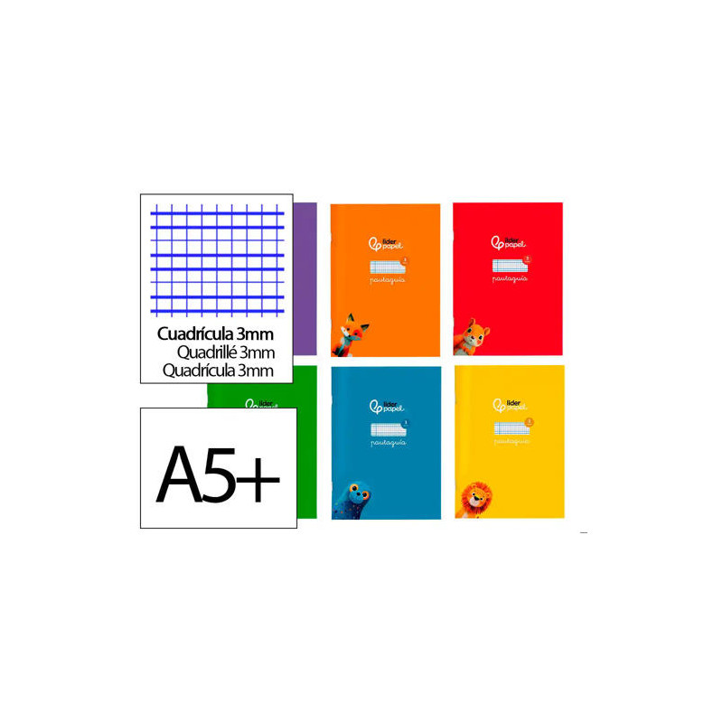 LIBRETA LIDERPAPEL PAUTAGUIA TAPA CARTONCILLO 32H DIN A5+ 75GR CUADRICULADO PAUTADO 3MM CON MARGEN 6