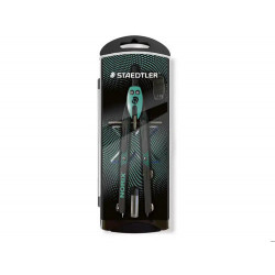 COMPAS STAEDTLER NORIS 555 CON HUSILLO Y RUEDA CENTRAL SIN ALARGADERA TUBO DE MINAS Y AGUJA COLOR VE