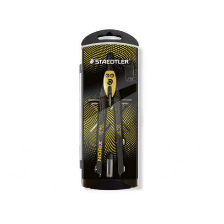 COMPAS STAEDTLER NORIS 555 CON HUSILLO Y RUEDA CENTRAL SIN ALARGADERA TUBO DE MINAS Y AGUJA COLOR NA
