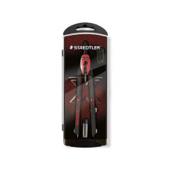 COMPAS STAEDTLER NORIS 555 CON HUSILLO Y RUEDA CENTRAL SIN ALARGADERA TUBO DE MINAS Y AGUJA COLOR RO