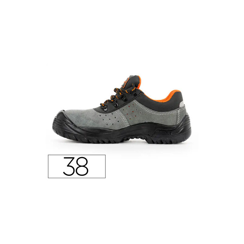 ZAPATOS DE SEGURIDAD SAFETOP TORMIO SERRAJE CUERO TRANSPIRABLE SUELA PU BIDENSIDAD S1 P SR TALLA 38