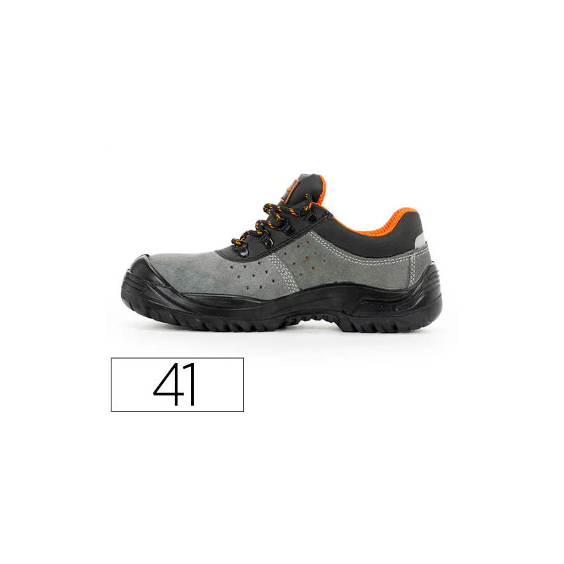 ZAPATOS DE SEGURIDAD SAFETOP TORMIO SERRAJE CUERO TRANSPIRABLE SUELA PU BIDENSIDAD S1 P SR TALLA 41