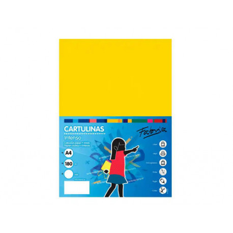 CARTULINA FABRISA A4 180 G AMARILLO FUERTE PAQUETE DE 50 HOJAS