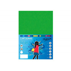 CARTULINA FABRISA A4 180 G VERDE FUERTE PAQUETE DE 50 HOJAS