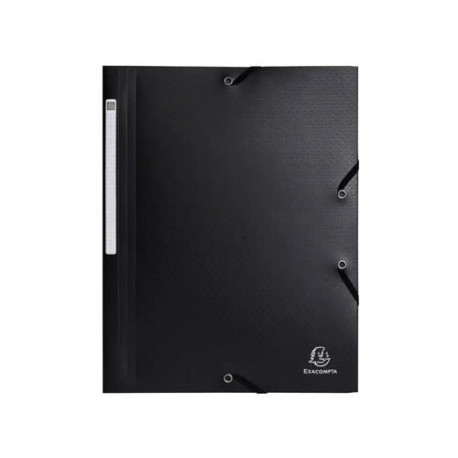 CARPETA EXACOMPTA OPAK GOMAS POLIPROPILENO RECICLADO TRES SOLAPAS DIN A4 COLOR NEGRO