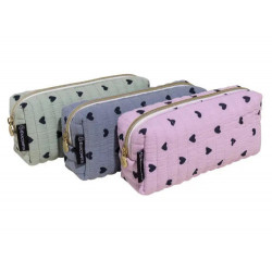 ESTUCHE PORTATODO EXACOMPTA ALGODON RECTANGULAR UNA CREMALLERA CORAZONES 210X60X95 MM